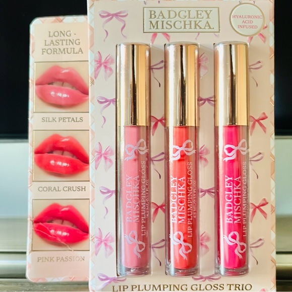 Badgley Mischka Other - Badgley Mischka Lip Plumping Gloss Trio - Silk Petals, Coral Crush, Pink Passion